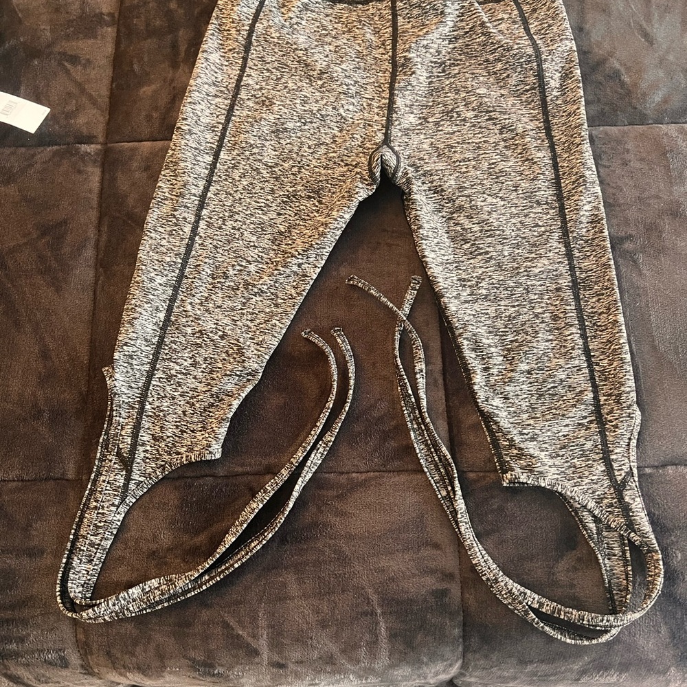 Gray Leggings with ties around legs